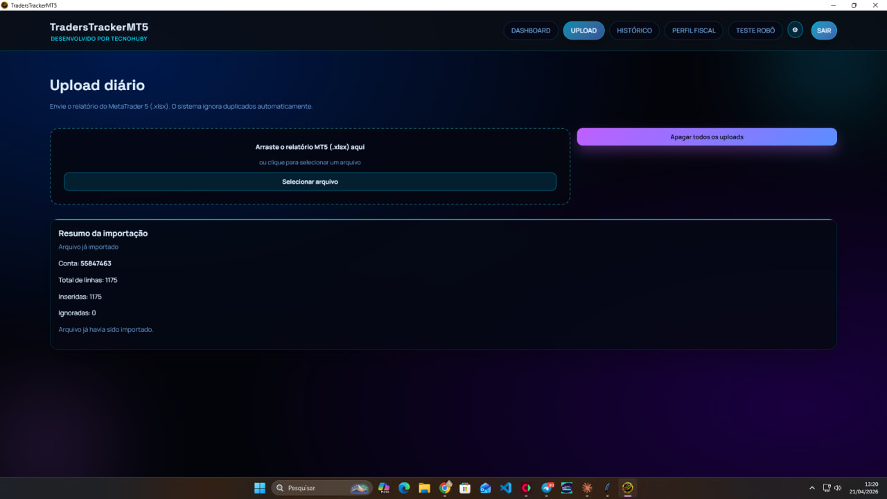 Upload de trades